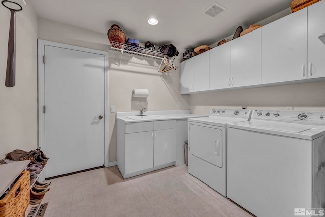 3463 White Mountain Ct, Reno, NV 89511 - washroom with washer and dryer, cabinet space, light floors, and recessed lighting
