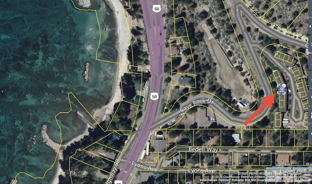 1308 Cave Rock Dr Unit C, Glenbrook, NV 89413 - aerial overview of property's location featuring property boundaries highlighted