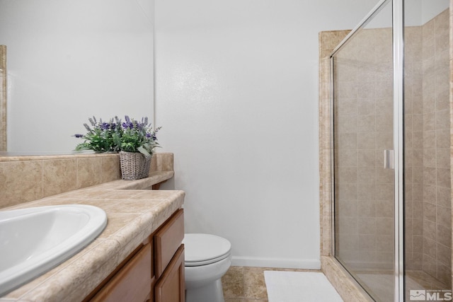 7150 Provence Cir, Reno, NV 89523 - full bath featuring a shower stall, toilet, baseboards, and vanity