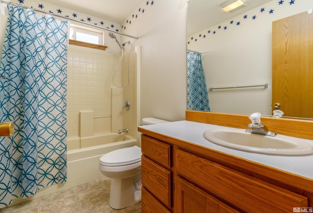 5925 Arvilla Ln, Fallon, NV 89406 - full bath featuring toilet, shower / tub combo with curtain, vanity, and tile patterned floors