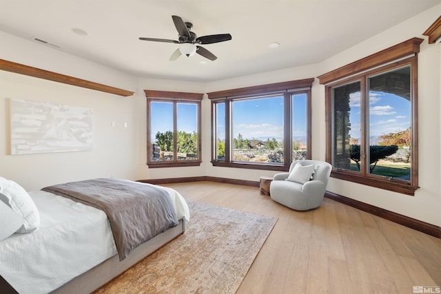 12360 High Vista Dr, Reno, NV 89511 - bedroom featuring baseboards, wood finished floors, ceiling fan, and recessed lighting