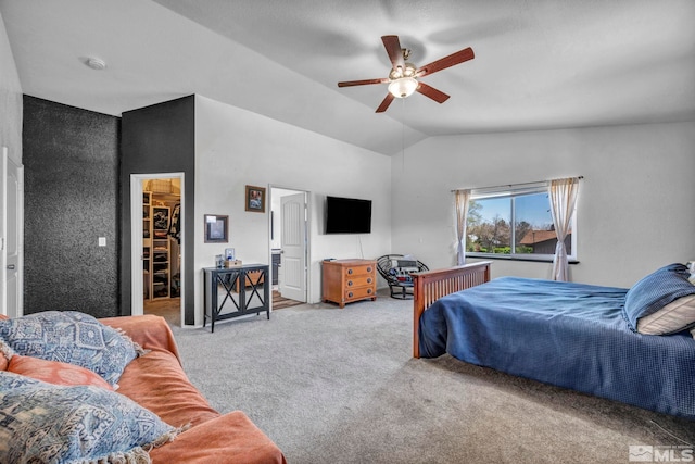 10205 Shenandoah Dr, Reno, NV 89508 - carpeted bedroom with a walk in closet, lofted ceiling, a ceiling fan, and a closet