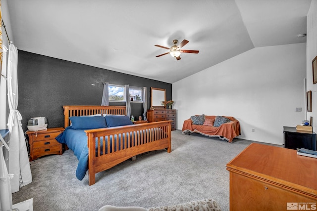 10205 Shenandoah Dr, Reno, NV 89508 - carpeted bedroom featuring vaulted ceiling and a ceiling fan
