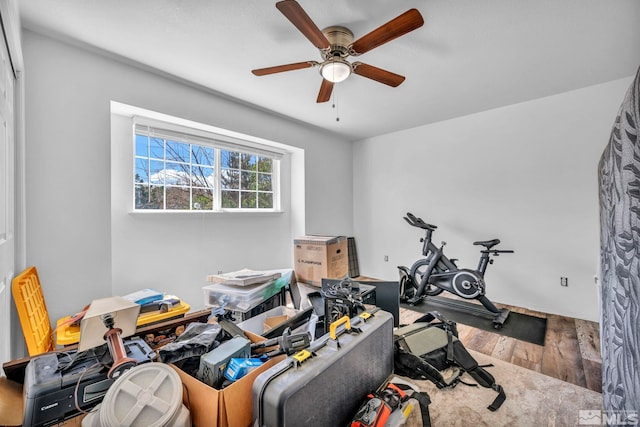 10205 Shenandoah Dr, Reno, NV 89508 - exercise area featuring wood finished floors and ceiling fan