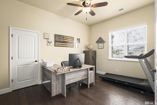 540 Clove Hitch Ct, Sparks, NV 89441 - office featuring ceiling fan, baseboards, and dark wood finished floors
