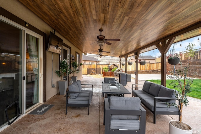 540 Clove Hitch Ct, Sparks, NV 89441 - view of patio / terrace featuring an outdoor living space, a fenced backyard, and a ceiling fan