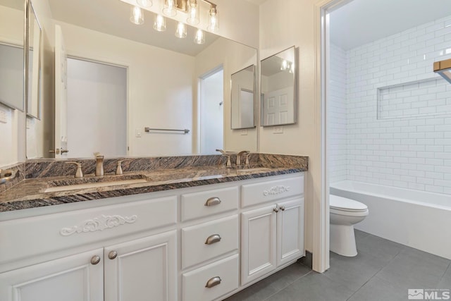 2705 Wind Feather Trl, Reno, NV 89511 - full bathroom with tile patterned floors, toilet, and double vanity