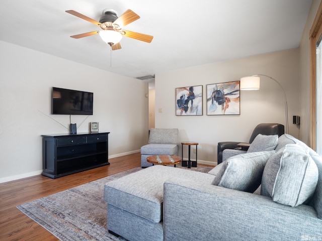 610 Akard Cir, Reno, NV 89503 - living area featuring ceiling fan, baseboards, and wood finished floors