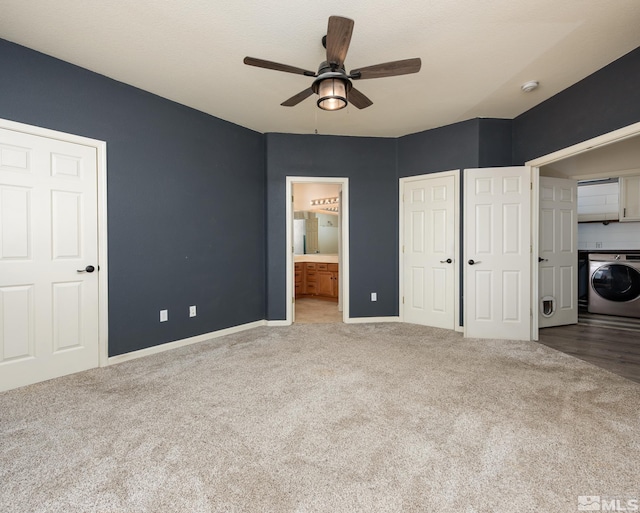 326 Torrey Pines Dr, Dayton, NV 89403 - unfurnished bedroom featuring washer / clothes dryer, carpet, baseboards, and ensuite bath