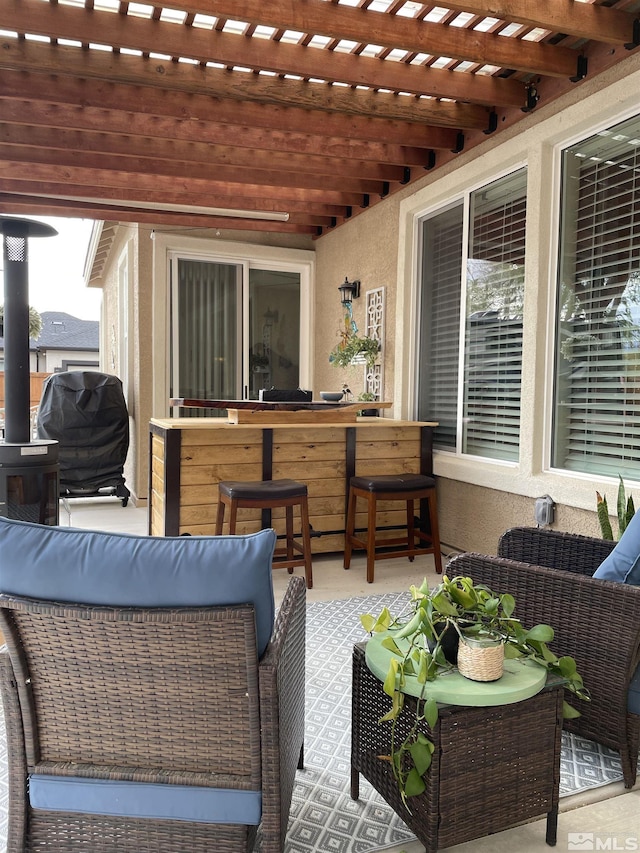 684 Rose Ln, Fernley, NV 89408 - view of patio / terrace featuring an outdoor living space, a pergola, and grilling area
