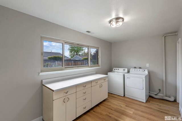 1365 Prospect Ave, Sparks, NV 89431 - washroom with washer and dryer, cabinet space, and light wood-type flooring