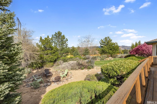 12580 Fieldcreek Ln, Reno, NV 89511 - view of yard featuring an outdoor fire pit and a mountain view