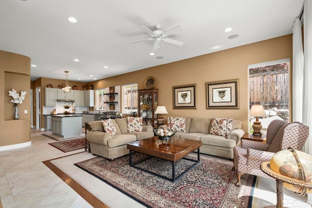 2370 Hickory Hl, Reno, NV 89523 - living room with ceiling fan, recessed lighting, and baseboards