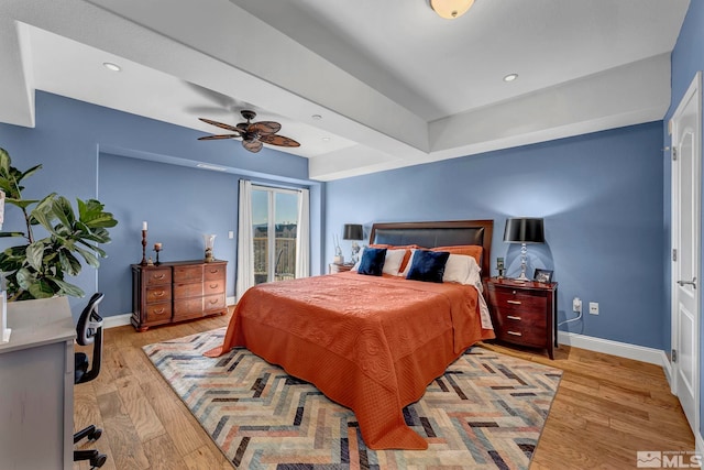 200 W 2nd St Unit 1202, Reno, NV 89501 - bedroom featuring wood finished floors, baseboards, ceiling fan, access to outside, and recessed lighting