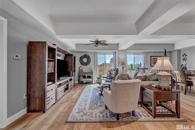 200 W 2nd St Unit 1202, Reno, NV 89501 - living area with a ceiling fan, baseboards, and light wood-style floors