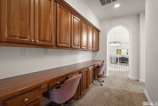 10198 Via Como, Reno, NV 89511 - office featuring built in study area, carpet, arched walkways, baseboards, and recessed lighting