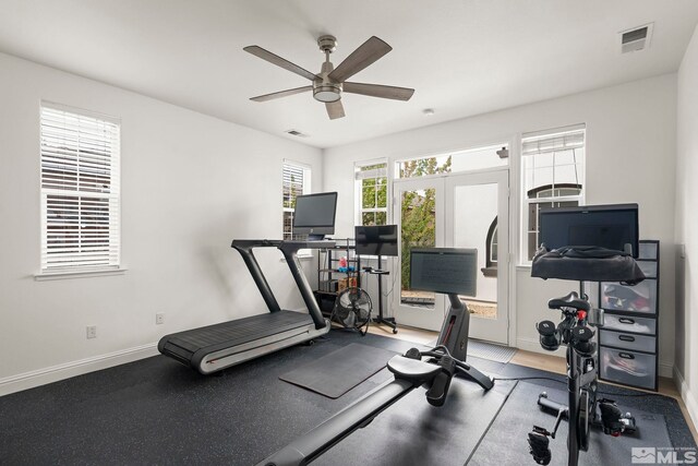 10198 Via Como, Reno, NV 89511 - workout area featuring baseboards and a ceiling fan