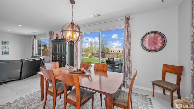 2282 Selway Dr, Sparks, NV 89436 - dining area featuring a chandelier, light tile patterned floors, and recessed lighting