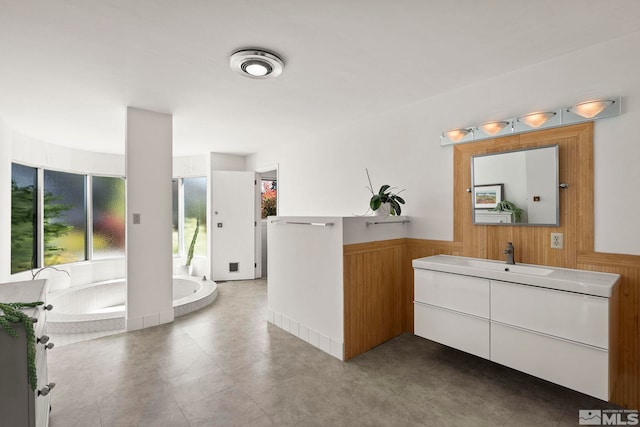 2040 Scharr Cir, Reno, NV 89509 - bathroom featuring wainscoting, wooden walls, and vanity