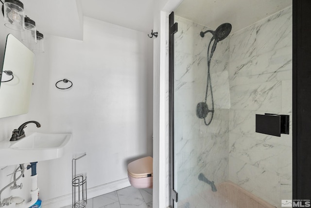 280 Island Ave Unit 1802, Reno, NV 89501 - bathroom with marble finish flooring, a marble finish shower, toilet, and a sink