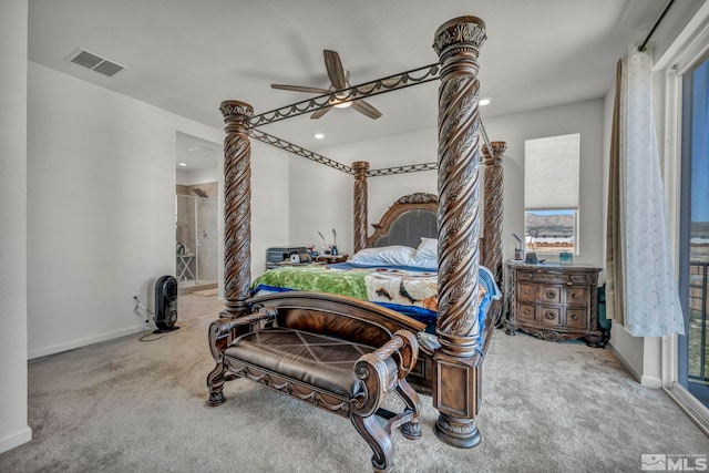 7836 Tarkio Ct, Sparks, NV 89436 - carpeted bedroom with a ceiling fan, baseboards, and recessed lighting