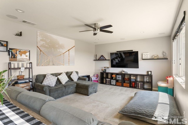 2449 Butte Creek Dr, Sparks, NV 89436 - carpeted living room with ceiling fan and recessed lighting