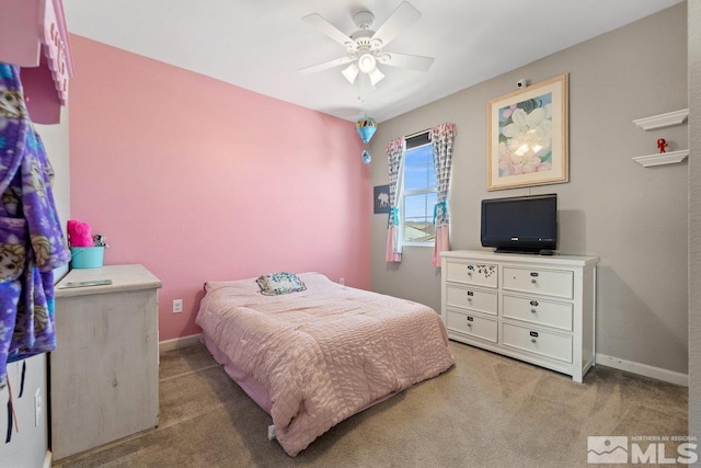 2449 Butte Creek Dr, Sparks, NV 89436 - bedroom featuring light carpet, baseboards, and a ceiling fan