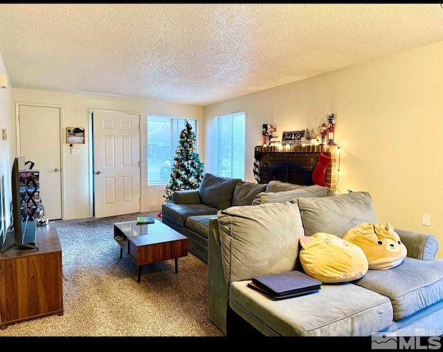 280 W Hampton, Carson City, NV 89706 - living area featuring a textured ceiling and a fireplace