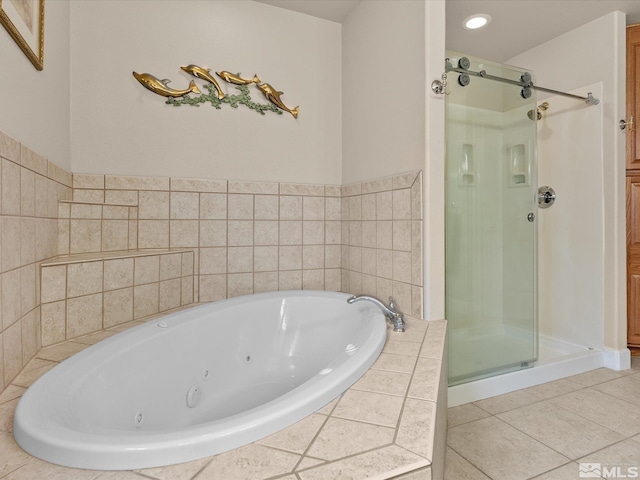 137 Desert Lakes Dr, Fernley, NV 89408 - full bath featuring a shower stall, tile patterned floors, and a jetted tub