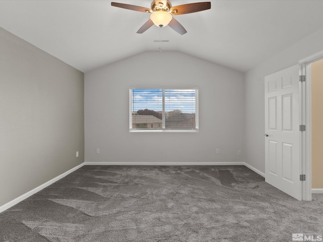 1820 Bogie Ct, Fernley, NV 89408 - empty room featuring carpet, a ceiling fan, lofted ceiling, and baseboards