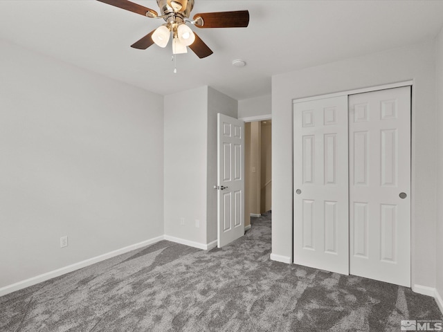 1820 Bogie Ct, Fernley, NV 89408 - unfurnished bedroom with carpet floors, baseboards, a closet, and ceiling fan