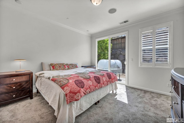 5132 Ironstone Cir, Sparks, NV 89436 - carpeted bedroom with access to exterior, ornamental molding, and baseboards
