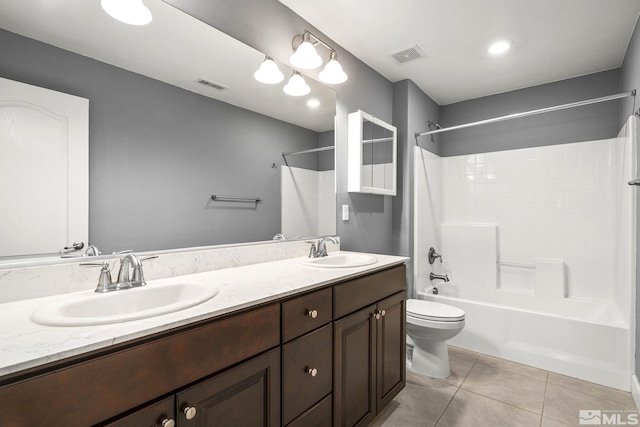 1132 Alder Walk Way, Sparks, NV 89441 - bathroom featuring toilet, tile patterned floors, shower / bath combination, and double vanity