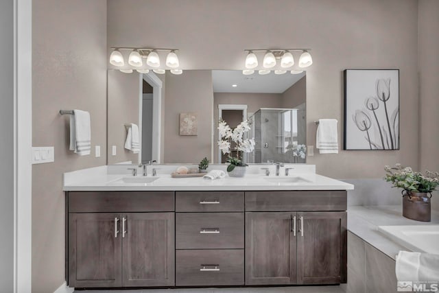 698 Sage Grouse Lp, Gardnerville, NV 89460 - bathroom with a shower stall and double vanity