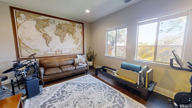 1304 Lambrusca Dr, Sparks, NV 89436 - living room featuring baseboards, wood finished floors, and recessed lighting
