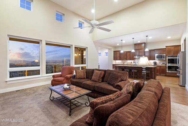 3705 Boulder Patch, Reno, NV 89511 - living room with ceiling fan, recessed lighting, and a high ceiling