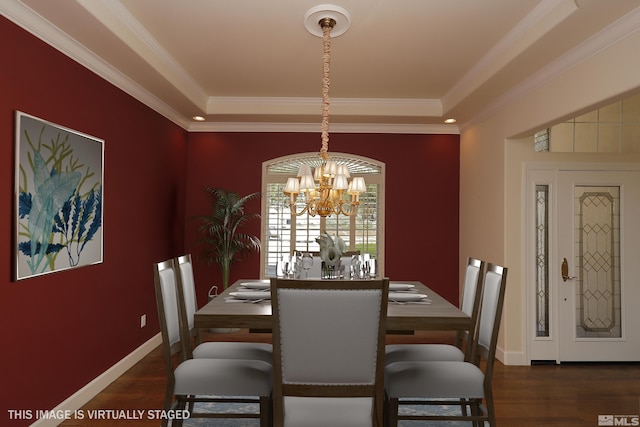 2459 Genoa Highlands, Genoa, NV 89411 - dining room featuring a chandelier, wood finished floors, crown molding, and baseboards