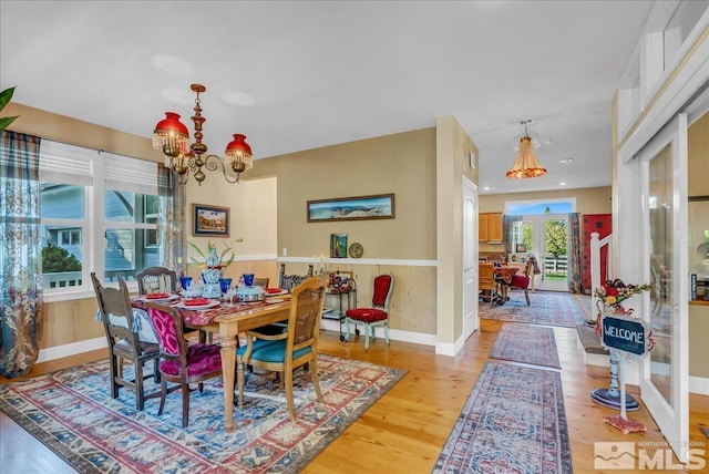 212 Foothill Meadows Ct, Genoa, NV 89411 - dining space featuring a chandelier, light wood finished floors, baseboards, and recessed lighting