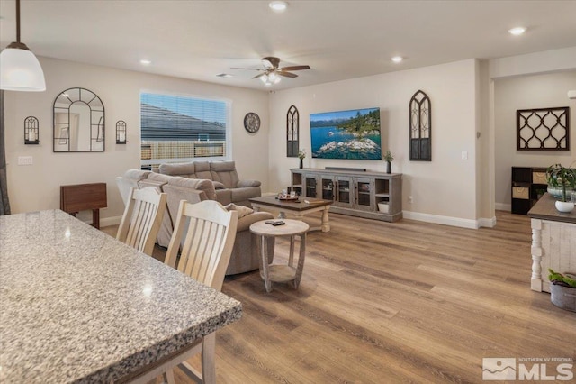101 Cloud Berry Ct, Sparks, NV 89441 - living room featuring ceiling fan, wood finished floors, recessed lighting, and baseboards