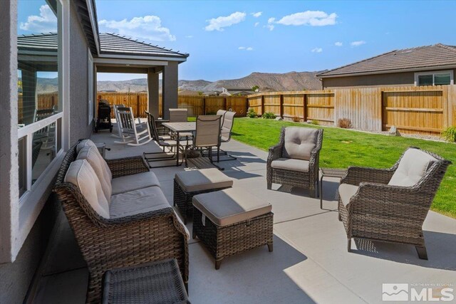 101 Cloud Berry Ct, Sparks, NV 89441 - view of patio / terrace featuring a mountain view, outdoor lounge area, and outdoor dining space
