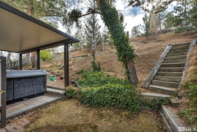 2820 Sagittarius Dr, Reno, NV 89509 - view of yard with stairs and a hot tub