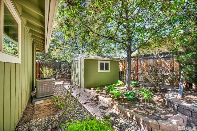 3295 Sunnyvale Ave, Reno, NV 89509 - fenced backyard featuring central AC unit, an outdoor structure, and a shed