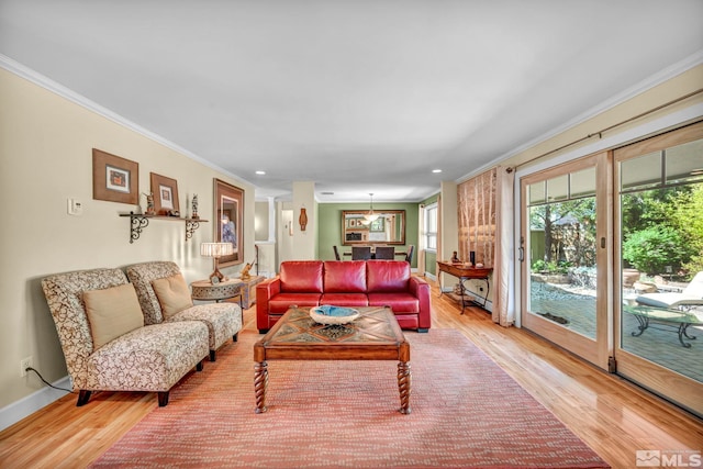 3295 Sunnyvale Ave, Reno, NV 89509 - living area with ornamental molding, light wood-type flooring, baseboards, and recessed lighting