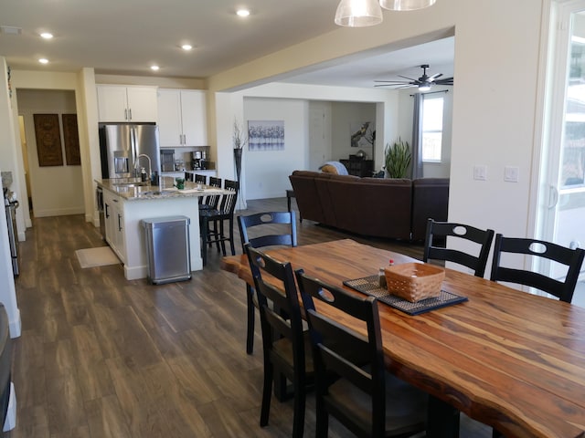 1848 Boundary Peak St, Carson City, NV 89701 - dining space featuring ceiling fan, dark wood finished floors, and recessed lighting
