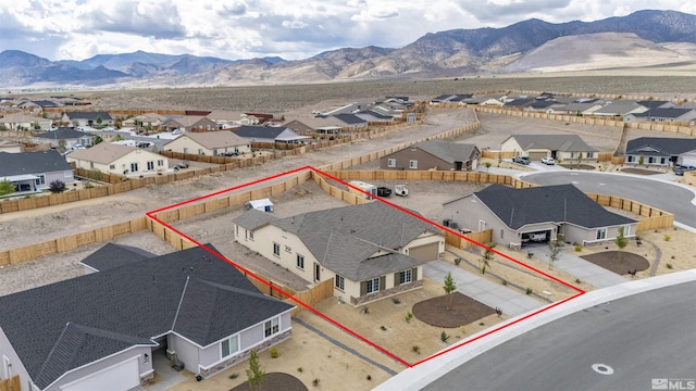 359 Bryce St, Dayton, NV 89403 - aerial perspective of suburban area with property parcel outlined and mountains