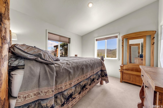14865 N Red Rock Rd, Reno, NV 89508 - carpeted bedroom with lofted ceiling and a mountain view