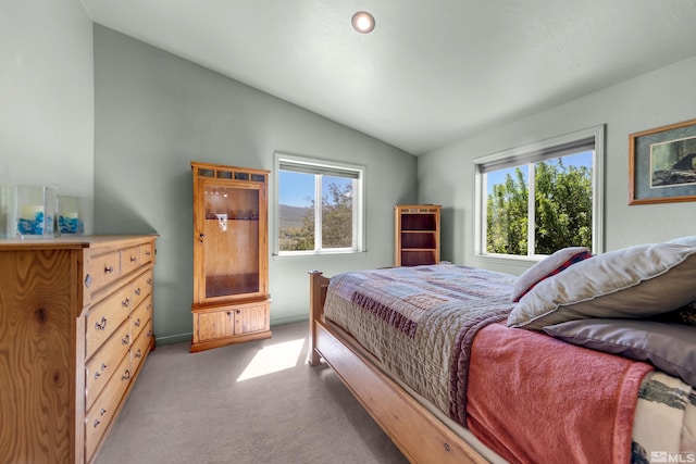 14865 N Red Rock Rd, Reno, NV 89508 - carpeted bedroom featuring vaulted ceiling and multiple windows