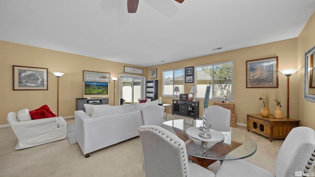 1230 Quail Run Dr, Carson City, NV 89701 - dining area with ceiling fan, light carpet, and baseboards