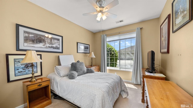 1230 Quail Run Dr, Carson City, NV 89701 - bedroom featuring light colored carpet, baseboards, and ceiling fan