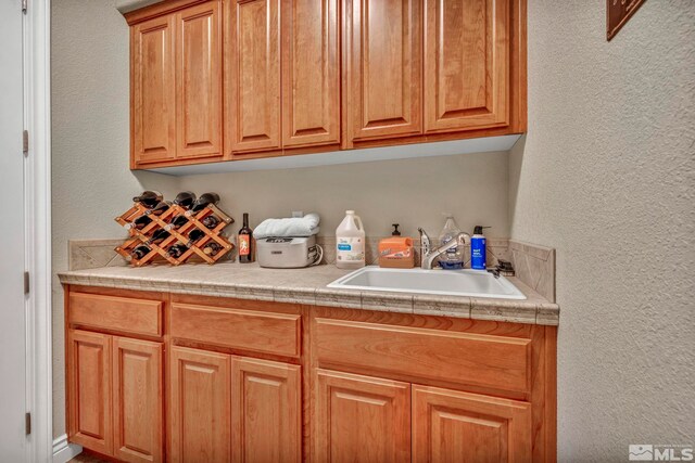 2825 N Fork Ln, Minden, NV 89423 - bar area featuring a sink and a textured wall